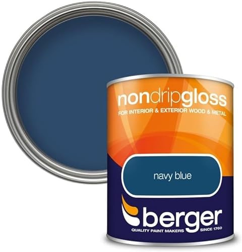 SuperGift.com Non Drip Gloss Paint Navy Blue 750ml High Gloss Finish for Wood & Metal, Easy-Apply Trim Paint for Doors, Skirting, Radiators & DIY Projects