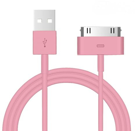 1 x Peak Power 30-Pin USB cavo di ricarica e sincronizzazione 1m - Compatibile con iPod Nano, Touch, Classic, Video, iPhone 3G / 3GS / 4 / 4S & iPad 1/2 / 3 (rosa)