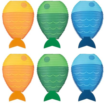 FRCOLOR 6 Stück Fischförmige Papierlaternen zum Aufhängen Einfache Selbstgemacht Dekoration aus Papier für Esszimmer und Büro mit Attraktivem Design