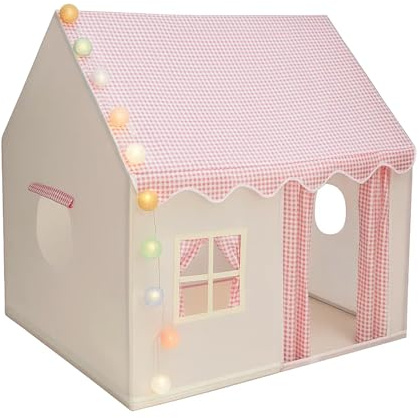 GREENSAPPIRE Kinder Spielhaus Indoor Kinder Bettzelt Spielzelt für Drinnen | Prinzessin Zelt mit LED Lichterkette , Kinderspielhaus, Kuschelecke Kinderzimmer Dekor 118×102×128cm