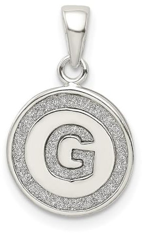 Sterling Silber 13 mm Glitzer Emaille Buchstabe G Anhänger Kreis