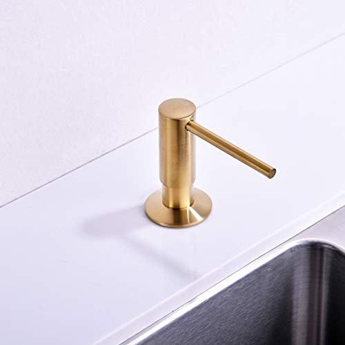Gold Soap Dispenser,Sold Brass Gold Soap Dispenser for Kitchen Sink,Commercial Liquid Dish Dispensers,Built in Kitchen Sink Soap Dispenser,Brushed Gold Lotion Dispenser