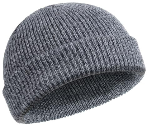 SATINIOR Trawler Beanie Watch Hut Rollup Edge Schädeldecke Fisherman Winter Beanie Hut Unisex, Dunkelgrau, M
