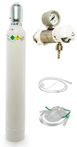 gase-kaufen 10 Liter medizinischer Sauerstoff (Leichtstahlflasche) mit Druckminderer AEROway Fast 15 und Maske