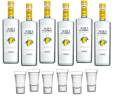 NARDINI LIQUORE ACQUA DI CEDRO 1 LT 6 BOTTIGLIE CON 6 BICCHIERI