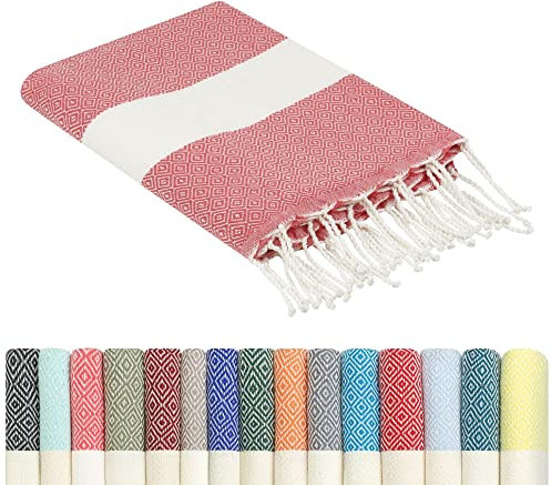 furora Holiday Strandtuch groß 100x200 cm: Baumwolle, leicht lang dünn kompakt - Premium Qualität | Hamamtuch Saunatuch, Fouta Strandhandtuch XXL | Damen & Herren Badetuch Stranddecke Picknickdecke