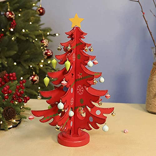 Arbol De Navidad Grande Arbol De Navidad Moderno Christmas Tree Mini árbol de Navidad de sobremesa con Adornos de Base de Madera Desmontables llxyzrzbhd 910(Color:Red;Size:29x19cm(11x7inch))