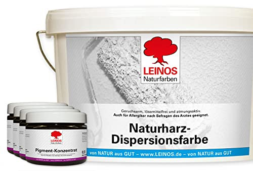 LEINOS Kit de peinture murale – 10 l de peinture à émulsion en résine naturelle 660 + 2 l de concentré de pigments 668.320 Noir ébène