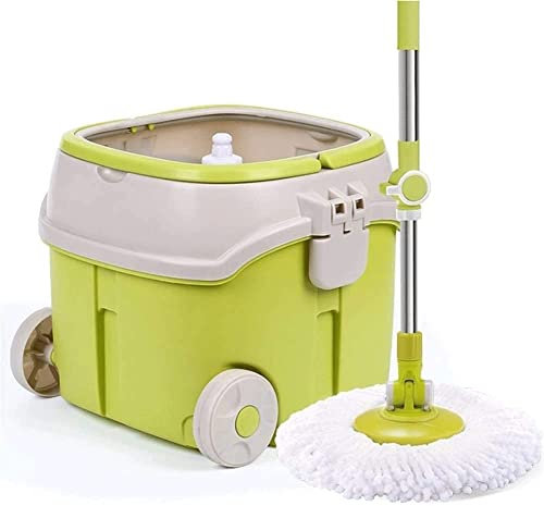 JINHH Floor Mop Mop Bucket with Wringer Microfiber Spin Mop Easy Wring Rotating Mop Head Wet Dry Self Cleaning for Hardwood Laminate Tiles with 6 Mop Head Refill