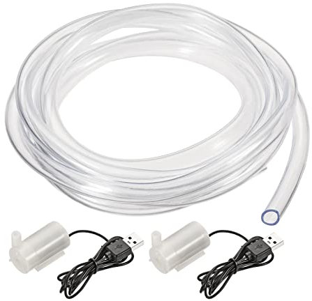 sourcing map Mini Pompe à eau DC 3V Micro Submersible Moteur Horizontal Style avec USB Connecteur Transparent Vinyle Tube pour Jardin Plante