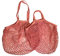 Modo Lot de 2 sacs à provisions réutilisables en filet de coton avec 1 sac court et 1 sac à poignée longue multifonction pour ranger les jouets (rose corail)