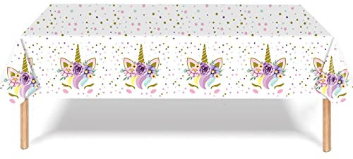 130*220cm Unicorn Table Cloth Party Decorations for Girls,Rectangular Unicorn Birthday Party Table Cover Birthday Disposable Table Cover Plastic Tablecloths for Baby Shower Kids Birthday Tableware