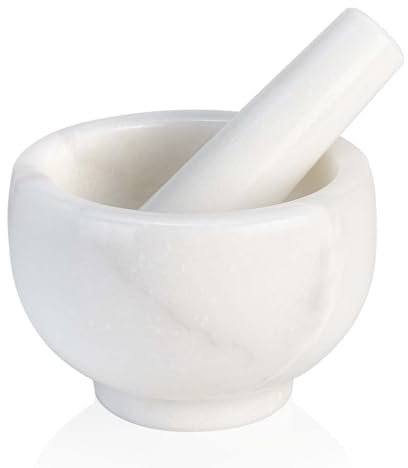 Koville Juego de mortero y mortero de mármol de lujo Namib Fantasy, tazón de amoladora para guacamole, salsa, trituradora de píldoras, especias, hierbas, ajo, nueces, amoladora resistente para cocina