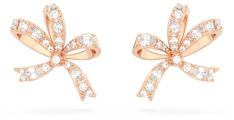 Swarovski Volta Ohrstecker, Rosé Vergoldete Ohrringe mit Schleifen-Motiv und Strahlenden Swarovski Kristallen