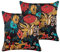 Dekokissen mit Füllung 2er Set Samtstoff bunt Blumenmuster 45x45 cm Protea