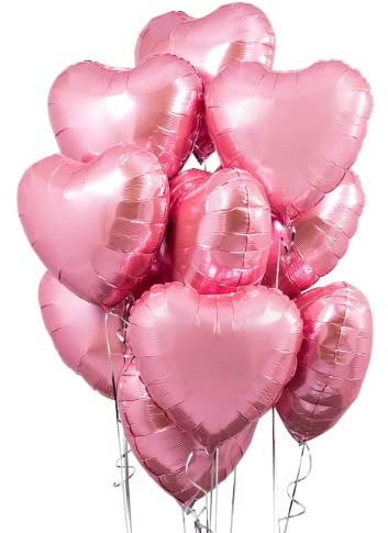20 Palloncini a Forma di Cuore Rosa ad Elio o Aria Palloncini Foil Foil Air Balloons per Decorazione Romantica, San Valentino, Palloncini Compleanno per Decorazione festa di compleanno