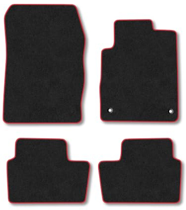 Nissan Juke (2019+) Carpet Car Mats | Red Edge Trim Tailored Fit Floor Mats Full Coverage Protection Accessories Easy Clean Anti Slip Made in the UK