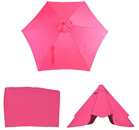 Mendler Toile de Rechange pour Parasol Florida Ø 3m Polyester 6 Baleines Rose