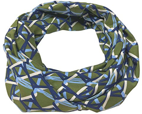 Handmade Loop Schal grün mit grafischem Muster – Baumwoll-Jersey – Damen Schlauchschal – handgefertigt von Landhuis