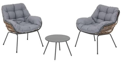 Hespéride - Salon de Jardin Duo Paopao Graphite en Acier traité en epoxy 2 Places