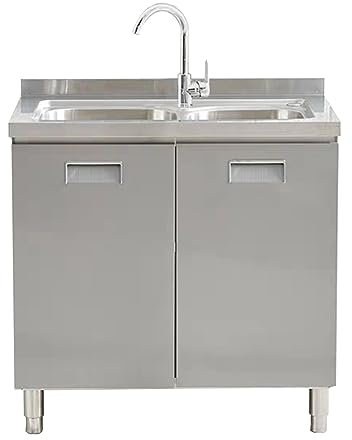 TRGCJGH Lavabos Acero Inoxidable De Lavandería, Armario Bajo Mueble de Cocina Con Fregadero, Doble Fregadero De Lavandería Piscina (90X55X84.5cm/35.4X21.6X33.2in)
