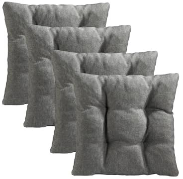 Traumnacht Stuhlkissen Cozy 4er Set, Bequeme Sitzkissen für Gartenstuhl, Küche oder Esszimmer, Indoor u. Outdoor, 38 x 38 x 6 cm, hellgrau