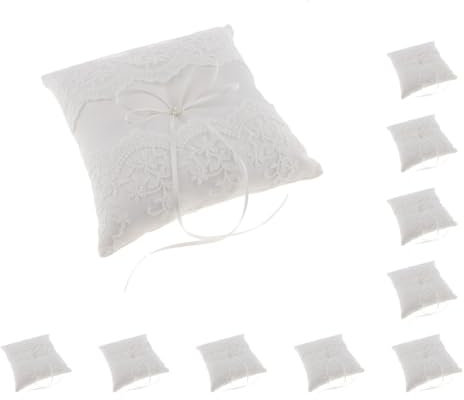 10 Set beige Spitze Ringkissen Ringträger Hochzeit Party Supplies