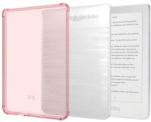 TUDIA Rugged Fit Compatibile con Cover Kobo Clara HD/Tolino Shine 3, [SKN] Antiurto Anti-ingiallimento Slim Leggero TPU Paraurti Angoli Protezione Caduta per eReader Custodia (Rosa Trasparente)