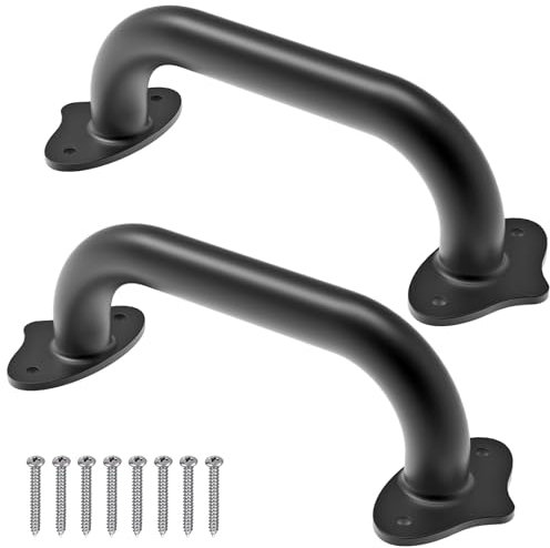 Lifeswell Poignée de porte de grange en métal robuste pour porte de grange coulissante, armoire, placard, 15 cm, noir