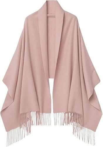 PFLife Damen Kaschmir Schal Schultertuch Deckenschal aus weichem Kaschmir mit Fransen Winter Schal, 80'' * 27'' (200 x 70 cm) (pink)