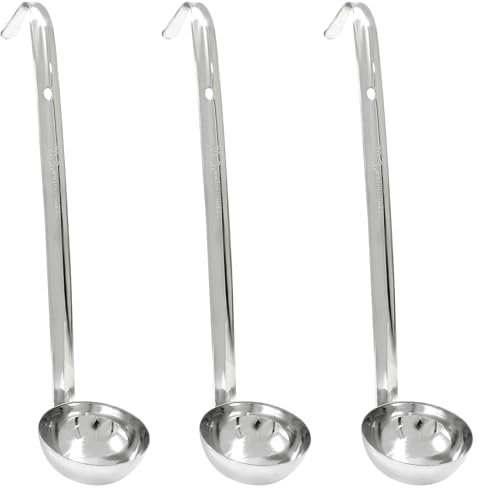 Piutouyar 3 Pcs 2 oz Soup Ladle Set, Stainless Steel Ladle with Long Hooked Handles Kitchen Cooking Serving Ladle Accessories for Cooking Soup Sauce Stews