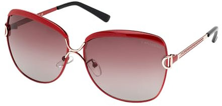Layoners Juni Sonnenbrille, Damen-Sonnenbrille, Polarisiert, Anti-Glare, UV400 Schutz, Gleichmäßig Getönte Gläser, Übergröße (Rot)