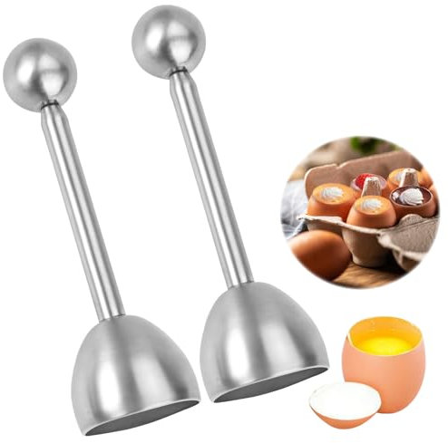 Eieröffner mit Kugel, 2er-Set Eierköpfer und Eieröffner aus Edelstahl Eier Sollbruchstellen Erzeuger Eier öffnen für Harte und Weiche Eier Harte Gekochtes Eier-Zeitsparend!