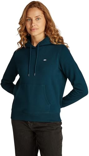 Tommy Jeans Sweat à Capuche Femme Flag Regular Fit, Bleu (Deep Seawater), XL
