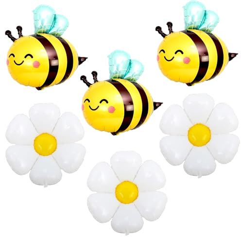 6 Stück Bienen Deko Biene Deko Luftballon Tiere Heißluftballon Geburtstag Deko Mädchen Gänseblümchen Ballons für Baby Shower Hochzeit Jungen und Mädchen Geburtstag Party Dekoration