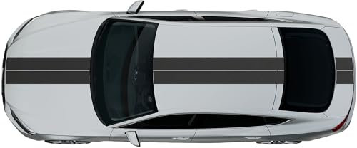 Kiwistar - Autoaufkleber Rallye Streifen - 2 Sticker 15 x 400 cm - Dunkelgrau matt - selbstklebend - Viperstreifen für Auto, Motorhaube, Karosserie - Tuning Aufkleber Racing Deko