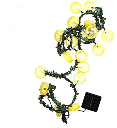 IMIKEYA 1 Stück Lichtpfosten Außen Lichterkette Grün Solar Lichterkette Für Den Außenbereich Kränze Für Fenster Imitierte Zitronenrankenlampe Zitronen Solarlichter Rattan