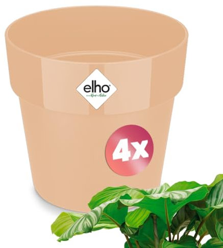 Gardebruk® 4X Pot de Fleurs b.for Original Pêche 14x13cm Rond Cache-Pot Pot de Fleurs Pot de Plantes Plastique Balcon