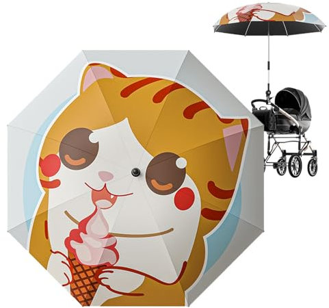 Parapluie Poussette Universel Pliable | Ombrelle Poussette Anti UV | Ombrelle Flexible Orientable Protection Anti UV | Parapluie Poussette Bébé Confort pour Extérieur Plage Jardin - Diamètre 68 cm