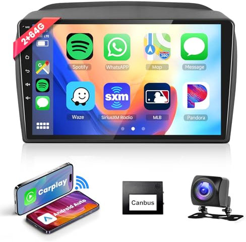 Podofo Carplay Autoradio für FIAT Doblo 2010-2015/Opel Combo 2011-2018, 9 Touchscreen Android 2+64G mit Wireless Carplay Android Auto, Bluetooth/GPS/WiFi/FM/RDS/SWC/HiFi/USB+Rückfahrkamera