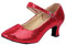 Mid-High Heels Glitter Dance Shoes Women Ballroom Latin Tango Dance Shoes Flat Boots (Red, 5)