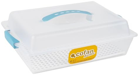 Cofan Tarteras Rectangulares en color Azul | Incluye asa y tapa | Medidas: 38 x 28 x 13 cm (6, Rectangular)