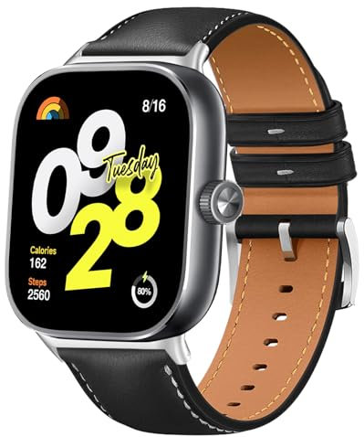 WoPail Leder Armband für Xiaomi Redmi Watch 4/Smart Band 9 Pro/8 Pro - Elegantes Verstellbares Ersatzarmband für Herren und Damen - Schwarz