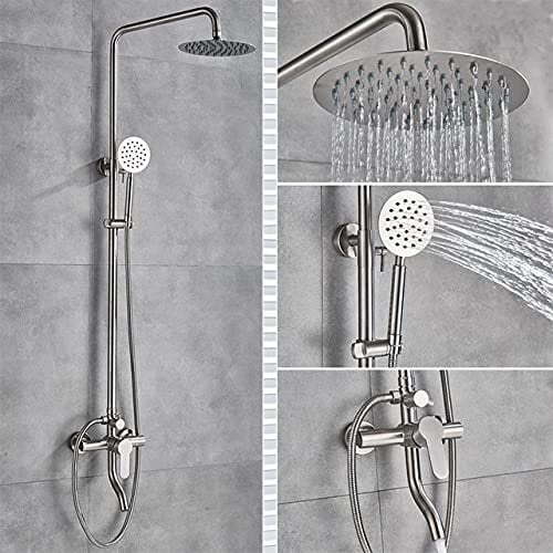 Salle de bain SUS304 Ensemble de douche à effet pluie brossé Mitigeur de salle de bain Robinet de douche eau chaude et froide Fixation murale, style C Beauté livrée