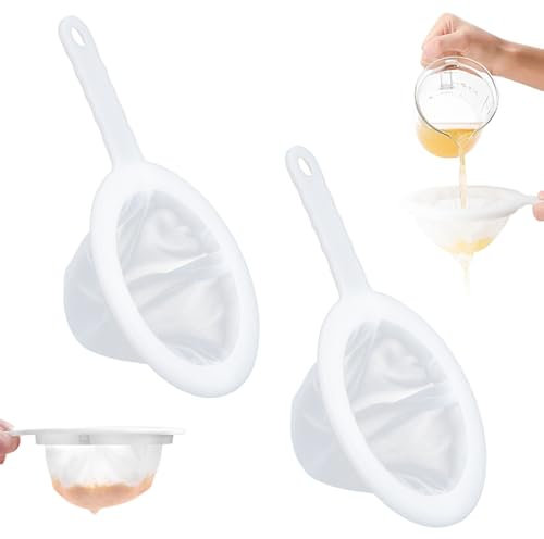 TRKETK 2 Pieces Fine Mesh Strainer, Kitchen Ultra-Fine Mesh Strainer 200/400 Mesh Filter Net Food Strainer with Non Slip Handle Plastic Household Sieve Mesh Strainer for Coffee Jam Tea Yogurt Juice