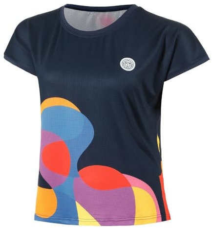 BIDI BADU Damen T-Shirt Twiggy Capsleeve Tee Dunkelblau-Mehrfarbig M