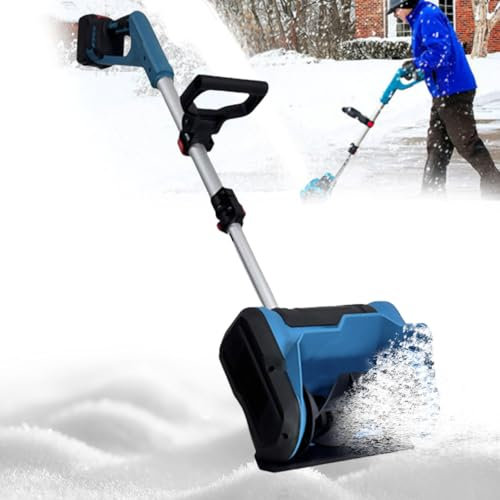 CYTBEK Spazzaneve Elettrico Ricaricabile 21v/3.0ah Pala da Neve Senza Fili, Asta Telescopica/Manico Regolabile, Larghezza di Pulizia 31cm, Pala da Neve con Batteria al Litio Domestica, per Patio