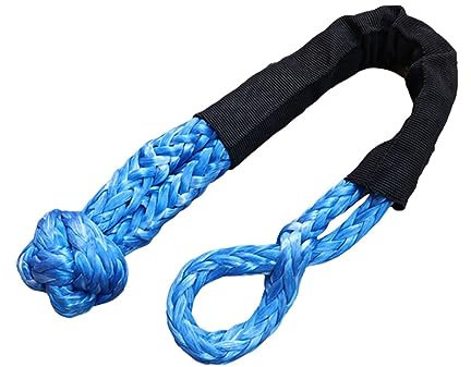 Car Trailer Tape Rope 38000 Pound Soft Shackle Synthetic U-shaped Hook Wear-resistant Off Road Hook Winch Rope For ATV UTV SUV - Light and Strong(Blu)
