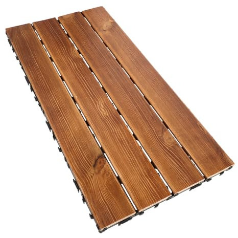 Veemoon Carbonized Wood Floor Interlocking Deck Tile Outdoor Balcony Patio Wooden Flooring Wood Panels for Walls Deck Tile