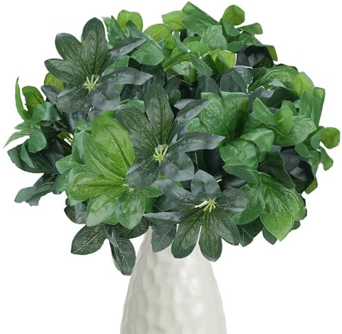 HUAESIN 6pcs Bouquets de Plantes Artificielles Branche Feuille Dentelée Artificielle Verte Plantes Arbustes Herbes Artificielles pour Intérieur et Extérieur Réaliste pour Décoration Maison